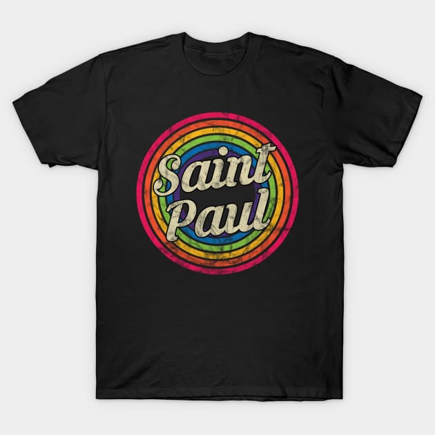 Saint Paul - Retro Rainbow Faded-Style T-Shirt by MaydenArt